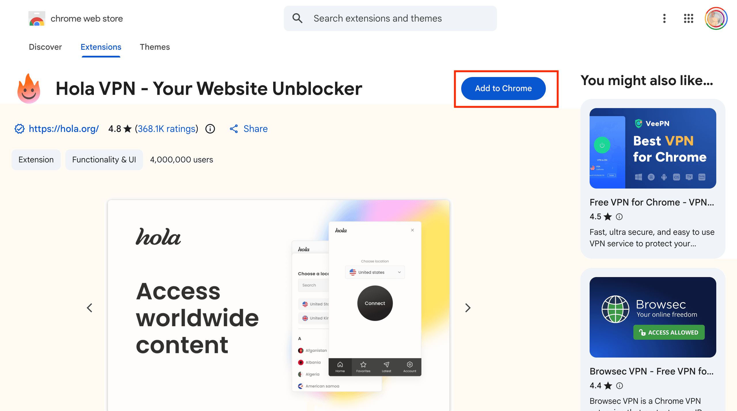 Click "Add to Chrome"